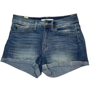 KanCan Womens Blue Denim Jean Shorts Cuffed Hem Stretch 5 Pocket‎ Size 5 / 26